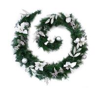 Best Artificial 9Ft White & Silver Decorated Christmas Garland Bannister Staircase Fireplace