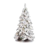 Best Artificial Arbol Christmas Tree Pre Lit with 1.5cm Pearl Led Lights, Battery Box & Extra Large Heavy Snow Flocked Down Sweeping Hinged Branches. (6ft)
