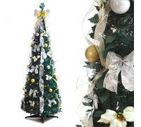 Best Artificial Battery Powered White/gold Pop-Up 6Ft Pre-Decorated Pre-Lit Christmas Trees