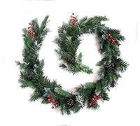Best Artificial Deluxe Frosted Christmas Garland with Pine Cones & Winter Red Berries (6ft Garland)