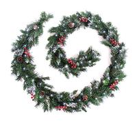 Best Artificial Deluxe Frosted Christmas Wreath/Garland with Bright White LED Lights (12ft Garland)