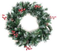 Best Artificial Deluxe Frosted Christmas Wreath With Pine Cones & Winter Red Berries