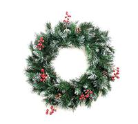 Best Artificial Deluxe Frosted Christmas Wreath with Pine Cones & Winter Red Berries (60cm Wreath)