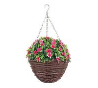 Best Artificial Lily Hanging Basket Topiary Ball - Suitable for Outdoor Use - Weather & Fade Resistant (Pink)