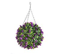 Best Artificial TULIP Flower Ball Lush Long Leaf Topiary Grass (28cm, Purple)