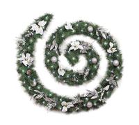 Best Artificial White/Silver Decorated Christmas Garland with 100 Bright White LED Battery Lights (12ft Garland)