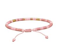 Best Bitches Forever Morse Code Beaded Bracelet, Pink Natural Stone Tube Bead Adjustable Braided String Secret Message Friendship Bracelet Gift for Best Friends Women