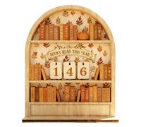 Best Books of the Year - Wooden Library Ornament, Book Reader Calculator Sign for Bedroom Study Workplace Shelf Corner, Book Tracker for Librarian Reader Teacher Daily Motivation