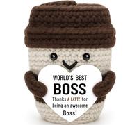 Best Boss Gifts Boss Day Gifts for Women Men Bosses Day for Leader Manager Supervisor Crochet Coffee Mug Cup Desk Office Decor for Coffee Lover Best Boss Christmas Stocking Stuffer Birthday Retirement