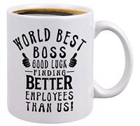 Best Boss Going Away Gifts - World Best Boss Good Luck Finding Better Employees Than Us - Funny Leaving Farewell Moving, New Job Promotion, Retirement, Birthday Gifts for Boss Men Women - 11oz cup