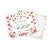 Best Boyfriend Award Certificate | 8.5 x 11" Inch Romantic Gift with Luxuary Presentation Folder | Sentimental Valentine’s Day or Anniversary Gift for Him (Flowers)