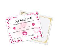 Best Boyfriend Award Certificate | 8.5 x 11" Inch Romantic Gift with Luxuary Presentation Folder | Sentimental Valentine’s Day or Anniversary Gift for Him (Hearts)