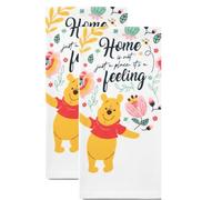 Best Brands Consumer Products Inc. Winnie Playful and Festive 100% Cotton Decorative Kitchen Towels, 2pk, Perfect for Drying Dishes & Hands, Absorbent, Light Weight, and Adorable, 16 x 26 inches