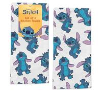 Best Brands Disney Kitchen Towels - 2-Pack 100% Cotton Kitchen Towels Set - 16" x 26" Soft & Absorbent Dish Towels - Mickey, Minnie & Stitch Designs - Durable, Machine Washable (Stitch)