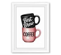 Best Brew Mugs Modern Framed Wall Art Print A2 (59.4×42cm) White, Wall Decor for Living Room, Bedroom, Office & Home, Ready to Hang, Art Gift