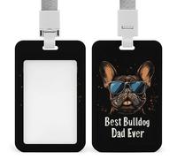 Best Bulldogs Dad Ever ID Badge Holder Name Card Holders Photocard Case with Lanyard for Teacher Nurse Office