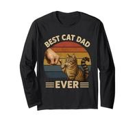 Best Cat Dad Ever Funny Retro Fist Bump Cat Long Sleeve T-Shirt