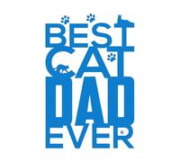 Best cat dad Ever Typography cat Lettering Stickers 50.4x76.4cm Multiple Size Options Blue