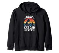 Best Cat Dad Retro Funny Cute Kitty Fist Bump Design Zip Hoodie