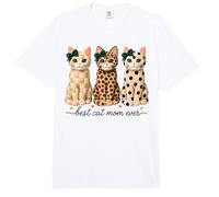 Best Cat Mom Ever Leopard Print Polka Dot Plaid Pattern Cats Comfort Colors Adult Heavyweight T-Shirt
