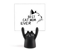 Best Cat Mom Ever Quote DIY Design Memo Holder Cartoon Black Cat Stand Decoration