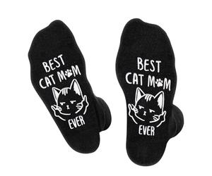 BEST CAT MOM EVER Socks for Mother Women - Funny Novelty Mothers Day Birthday Valentines Unique Fun Gifts Ideas for Cat Lovers Mom Mama Mommy - Crazy Silly Cute Sock Christmas Stocking Fillers
