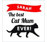 Best Cat Mum Drinks Mat Coaster - Personalise with a name. Stocking Filler, Cat Lover's Coaster, a present from the Cat