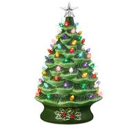 Best Choice Products 24in Extra Large Ceramic Christmas Tree, Pre-Lit Hand-Painted Tabletop XL Indoor Holiday Tree, 74 Multicolor Bulbs, LED Lights - Green