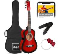 Best Choice Products 30in Kids Acoustic Guitar Beginner Starter Kit with Electric Tuner, Strap, Case, Strings - Redburst