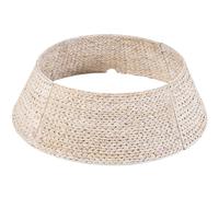 Best Choice Products 36in Christmas Tree Collar, Woven Hyacinth 3-Piece Holiday Rattan Tree Skirt Accessory for Home w/Cord Cut-Out - Transparent White