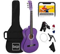 Best Choice Products 38in Beginner All Wood Acoustic Guitar Starter Kit w/Gig Bag, 6 Celluloid Picks, Nylon Strings, Capo, Cloth, Strap w/Pick Holder - Purple