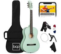 Best Choice Products 38in Beginner All Wood Acoustic Guitar Starter Kit w/Gig Bag, 6 Celluloid Picks, Nylon Strings, Capo, Cloth, Strap w/Pick Holder - SoCal Green
