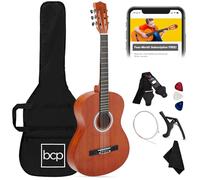 Best Choice Products 38in Beginner All Wood Acoustic Guitar Starter Kit w/Gig Bag, 6 Picks, Nylon Strings, Strap w/Pick Holder - Natural Mahogany