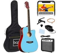 Best Choice Products 41" Acoustic Guitar Set for Beginners with Wood Engraving, Concert Bag, Guitar Strap, Picks, Sky Blue