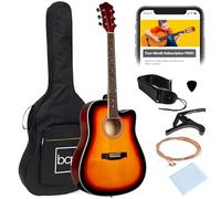 Best Choice Products 41in Beginner Acoustic Guitar Full Size All Wood Cutaway Guitar Starter Set Bundle with Case, Strap, Capo, Strings, Picks, Tuner - Brown