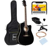 Best Choice Products 41in Beginner Acoustic Guitar Full Size All Wood Cutaway Guitar Starter Set w/Case, Strap, Capo, Strings, Picks - Black