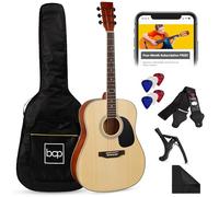 Best Choice Products 41in Full Size Beginner All Wood Acoustic Guitar Starter Set w/Case, Strap, Capo, Strings, Picks, Tuner - Natural