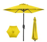 Best Choice Products 7.5ft Heavy-Duty Round Large Outdoor Market Table Patio Umbrella w/Steel Pole, Push Button Tilt, Easy Crank Lift - Yellow
