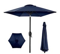 Best Choice Products 7.5ft Heavy-Duty Round Outdoor Market Table Patio Umbrella w/Steel Pole, Push Button Tilt, Easy Crank Lift - Navy Blue