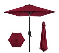 Best Choice Products 7.5ft Heavy-Duty Round Outdoor Market Table Patio Umbrella w/Steel Pole, Push Button Tilt, Easy Crank Lift - Burgundy