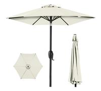 Best Choice Products 7.5ft Heavy-Duty Round Outdoor Market Table Patio Umbrella w/Steel Pole, Push Button Tilt, Easy Crank Lift - Ivory
