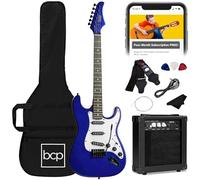 Best Choice Products 99 Inch Beginner Electric Guitar Set, Complete Beginner Kit with Bag, Strap, 10W Amplifier, Strings, Pick, Tremolo Bar, Metallic Blue