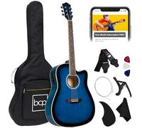 Best Choice Products Beginner Acoustic Electric Guitar Starter Set 41in w/All Wood Cutaway Design, Case, Strap, Picks, Tuner - Blue