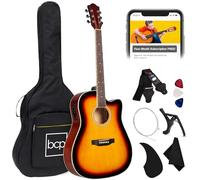 Best Choice Products Beginner Acoustic Electric Guitar Starter Set 41in w/All Wood Cutaway Design, Case, Strap, Picks, Tuner - Sunburst