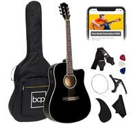 Best Choice Products Beginner Acoustic Electric Guitar Starter Set 41in w/All Wood Cutaway Design, Case, Strap, Picks, Tuner - Black