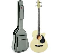 Best Choice Products Full Size Acoustic Bass with 4 Strings and Padded Bag - Cream White