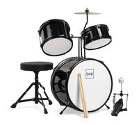 Best Choice Products Kids Drum Set 3-Piece Beginner Drum Set Junior Drum Set w/ Throne Stool Cymbal Drum Sticks Bass Drum Pedal 2 Toms - Black