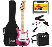 Best Choice Products Kids Electric Guitar Set 30" with 5W Amplifier Strap Carry Bag Strings Picks - Glitter Pink