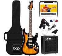 Best Choice Products Starter Electric Guitar Starter Kit with Case, Strap, 10W Amplifier, Strings, Pick, Tremolo Bar - Sunburst