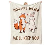 Best Christmas Friend Gifts, Birthday Friendship Gifts for Women, Bestie Gifts for Friend Female, Present for Friends on Christmas Birthday Thanksgiving, Funny Fox and Rabbit Pattern Blanket 60"x50"